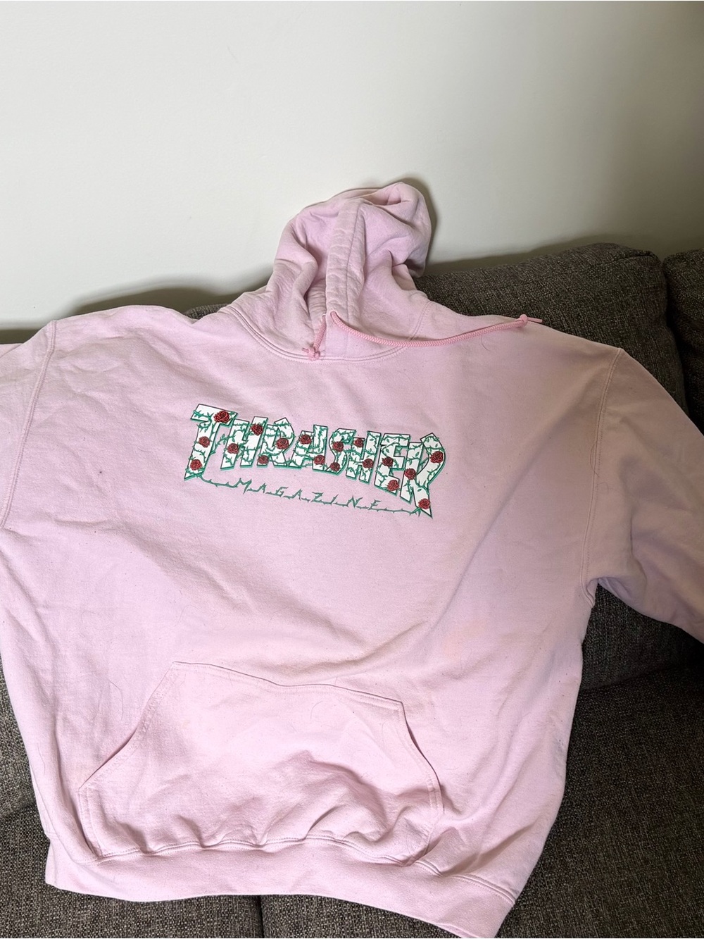 Thrasher Pink Rose Logo Hoodie
